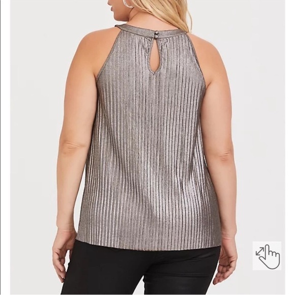 Torrid Pleated Metallic Knit High Neck Tank - Picture 2 of 8